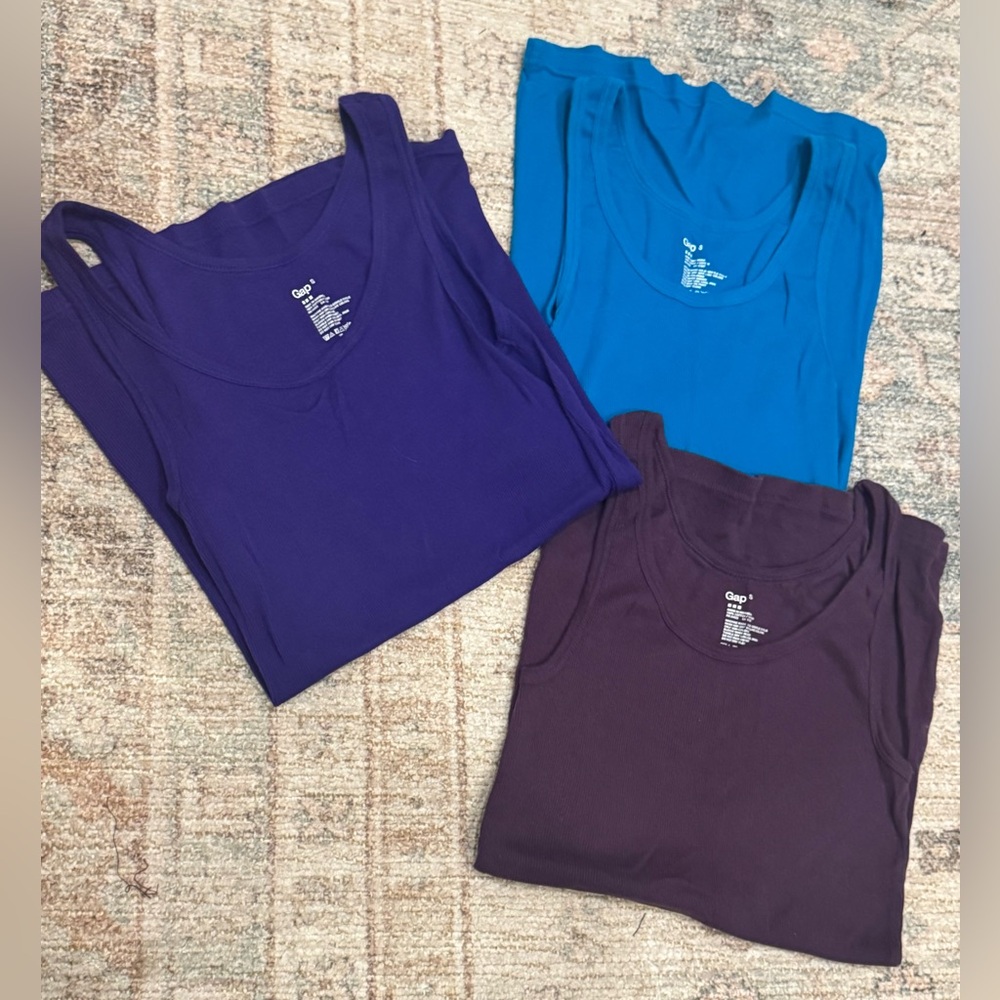 Gap Women's Classic Tank Tops 3 -Purple, Blue Plum Sz S soft cotton